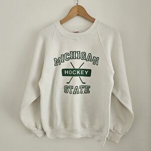 Vintage 80s Russel Crewneck Sweatshirt Michigan State Hockey Mens Medium 1987